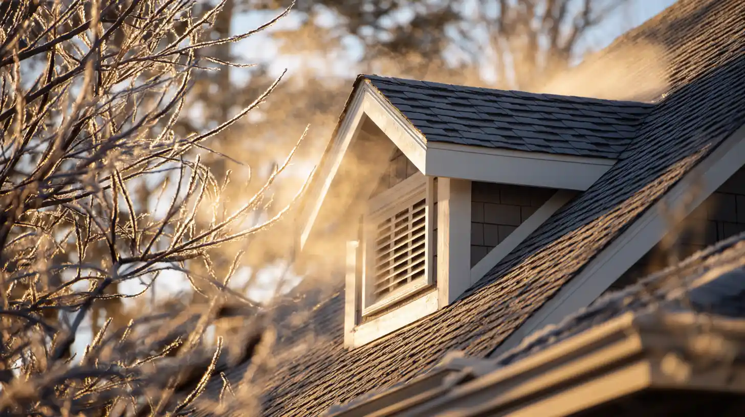 Attic ventilation and proper winterization preventing ice dams in Concord NC home during winter freeze