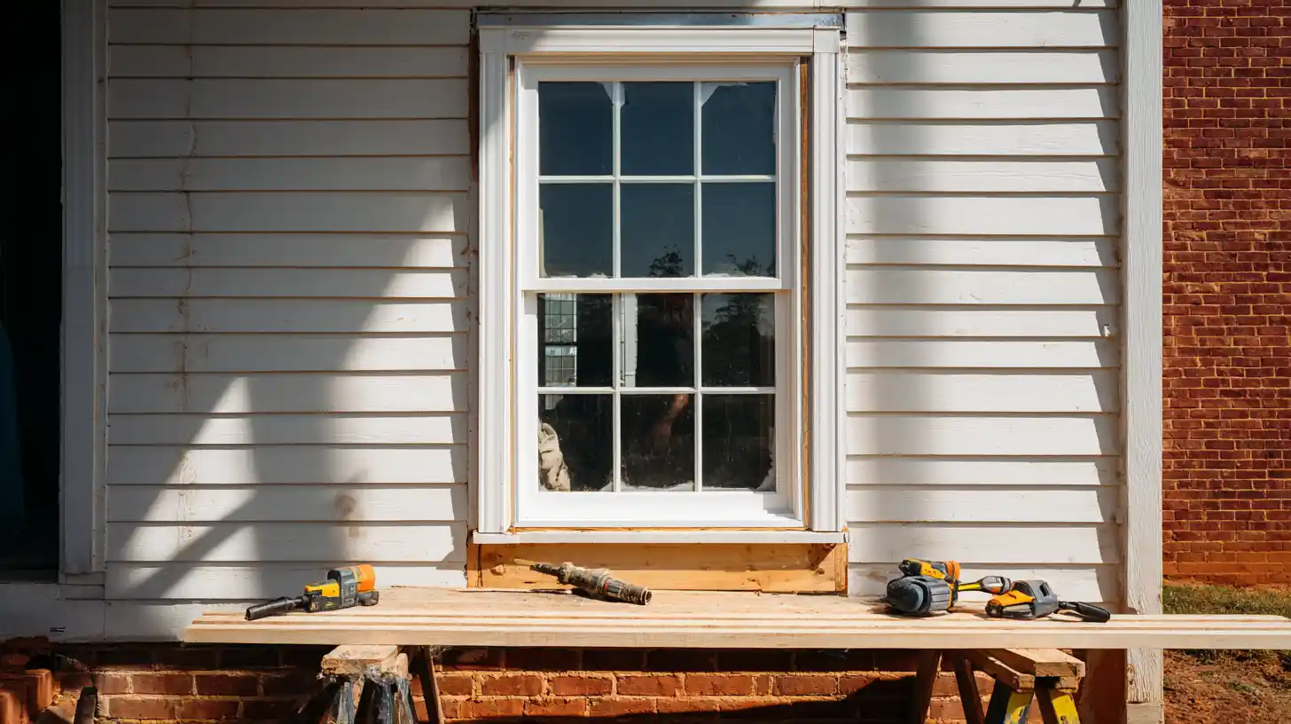 Window replacement project in progress at Concord NC home showing energy efficient installation