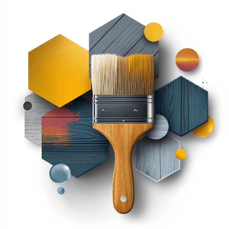 Professional painting services brush with color swatches showing interior and exterior paint options - Concord's Handyman Crew painting contractors in Concord NC
